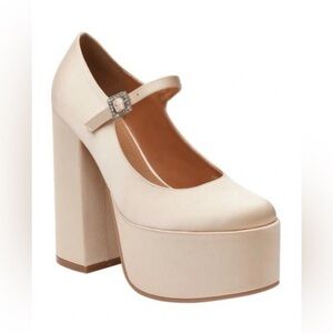 Platform Mary Jane Heels in Cream